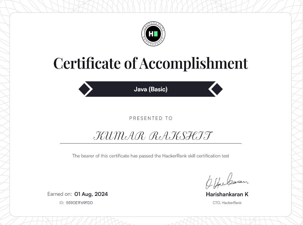 Java(Basic) Certificate